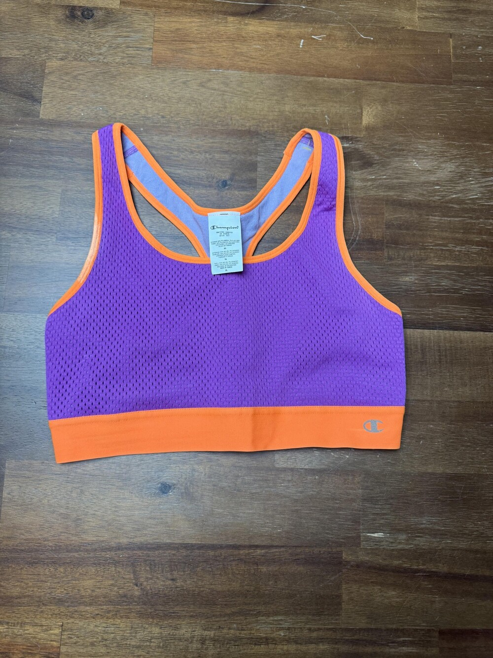 Champion Sports Bra Womens XL Purple Orange Mesh Racerback Athletic Workout